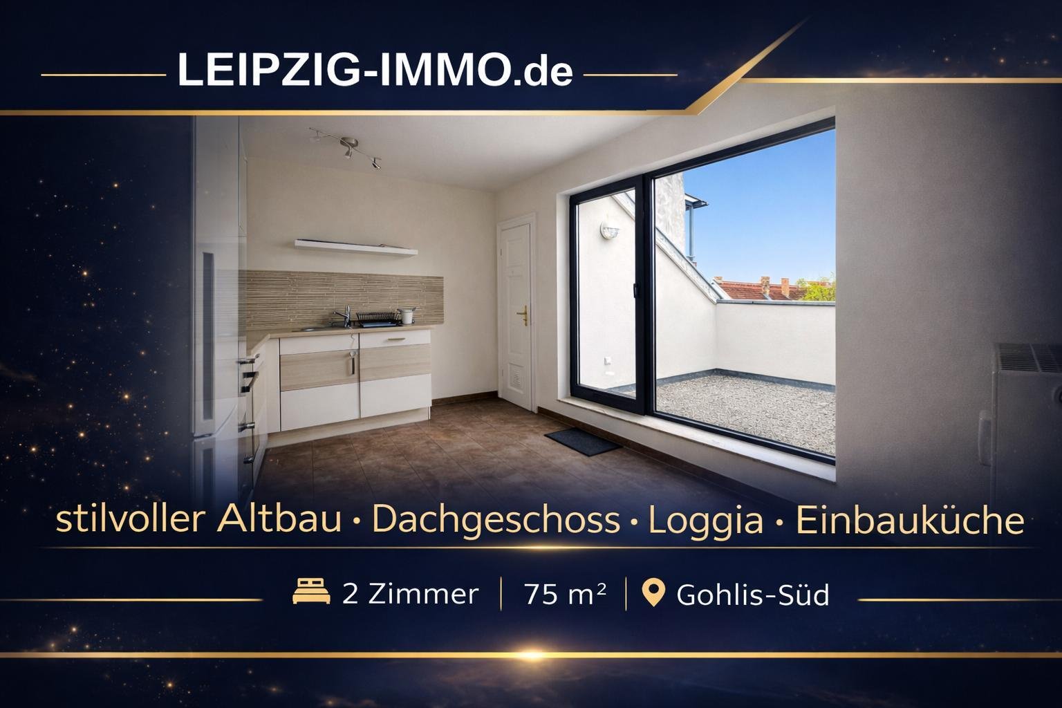 ** Gohlis-Süd ** Dachgeschoss ** Parkett ** Dachloggia ** TLB mit Wanne + Dusche ** EBK ** Gohlis-Süd ** Dachgeschoss ** Parkett ** Dachloggia ** TLB mit Wanne + Dusche ** EBK