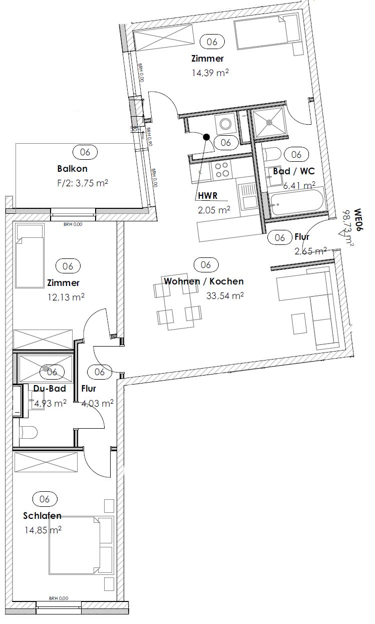 Grundriss WE 6