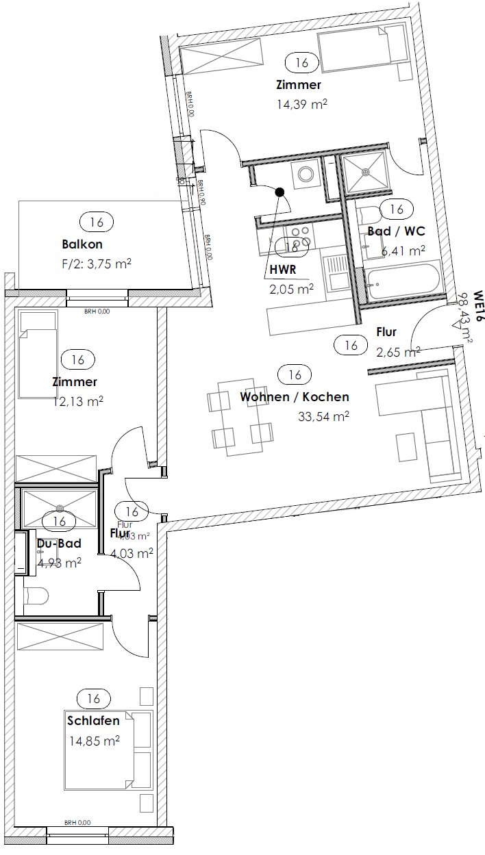 Grundriss WE 16