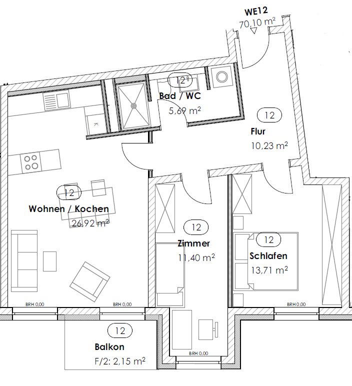 Grundriss WE 12 (2. OG)