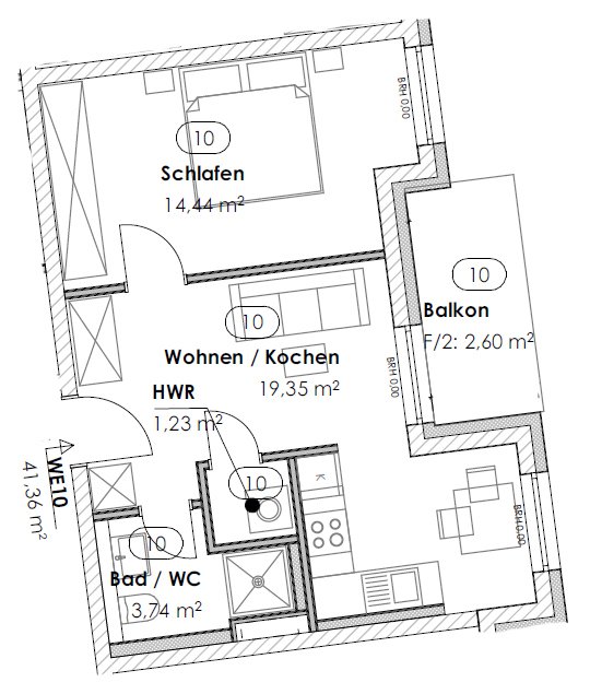 Grundriss WE 10 (2. OG)