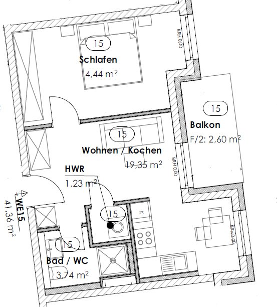 Grundriss WE 15 (3. OG)