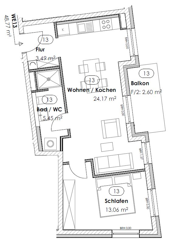 Grundriss WE 13 (2. OG)