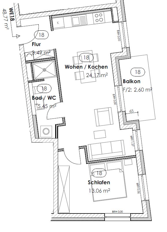 Grundriss WE 18 (3. OG)